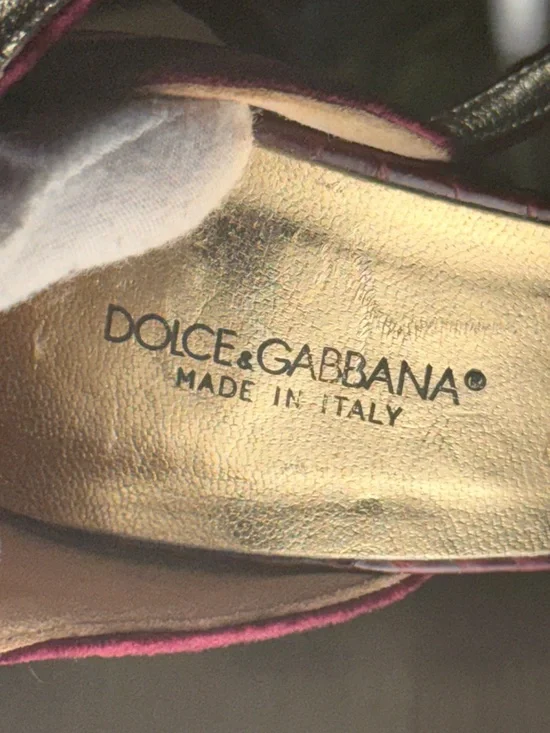 Dolce & Gabbana Velvet & Python-Embossed Ankle-Strap Heels - Picture 2 of 10